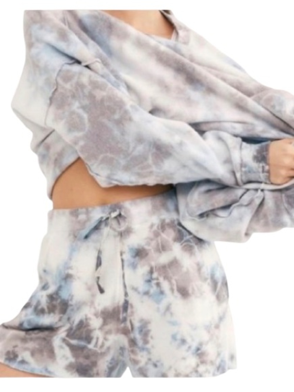 Free People Intimately Kelly Washed Tie-Dye Lounge Shorts Blue Gray Combo Size M